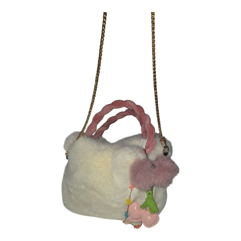 Nwot Faux Fur Bag With 🍒 And Minnie Mouse Charm